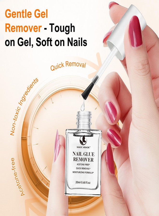 MAGIC ARMOR Press On Nail Glue & Remover Set – No UV Needed, Quick Dry Strong Adhesive & Non-Acetone Debonder, Long Lasting Semi Solid Glue & Gentle Remover for Fake Acrylic Nails - Image 4